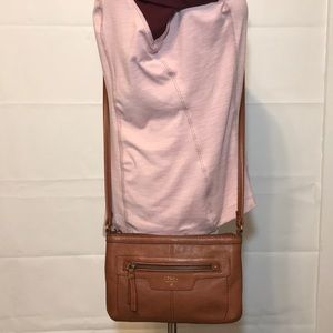 Fossil Tan Leather Small Crossbody Purse Bag
